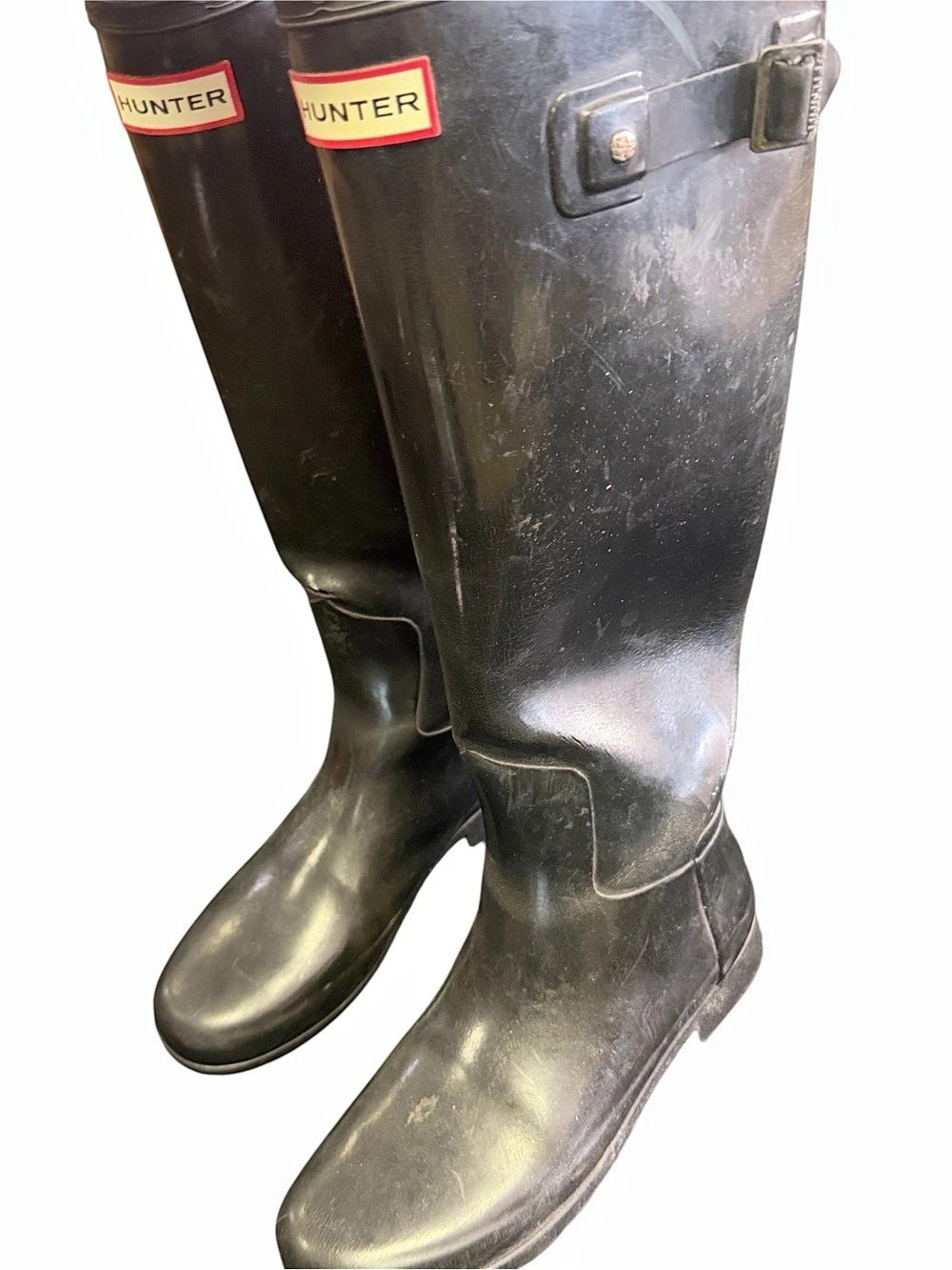 Hunter Women's Refined Gloss Tall Rain Boots Black US 9
